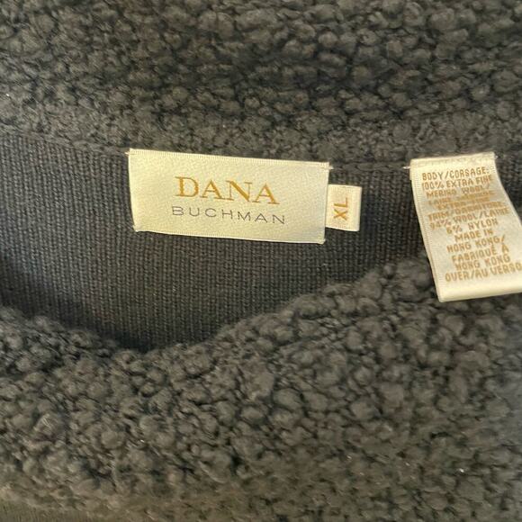 Dana Buchman XL Sweater Merino Wool Black Asymmetrical Yoke - Picture 3 of 9